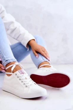 Best Cross Jeans Damskie Tenisówki Materiałowe JJ2R4050C Białe