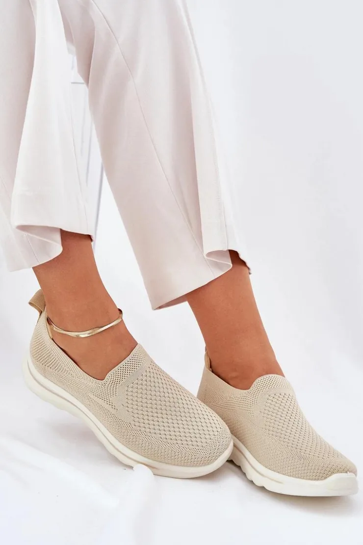 New Evento Damskie Tenisówki Materiałowe Wsuwane Beżowe Adiora