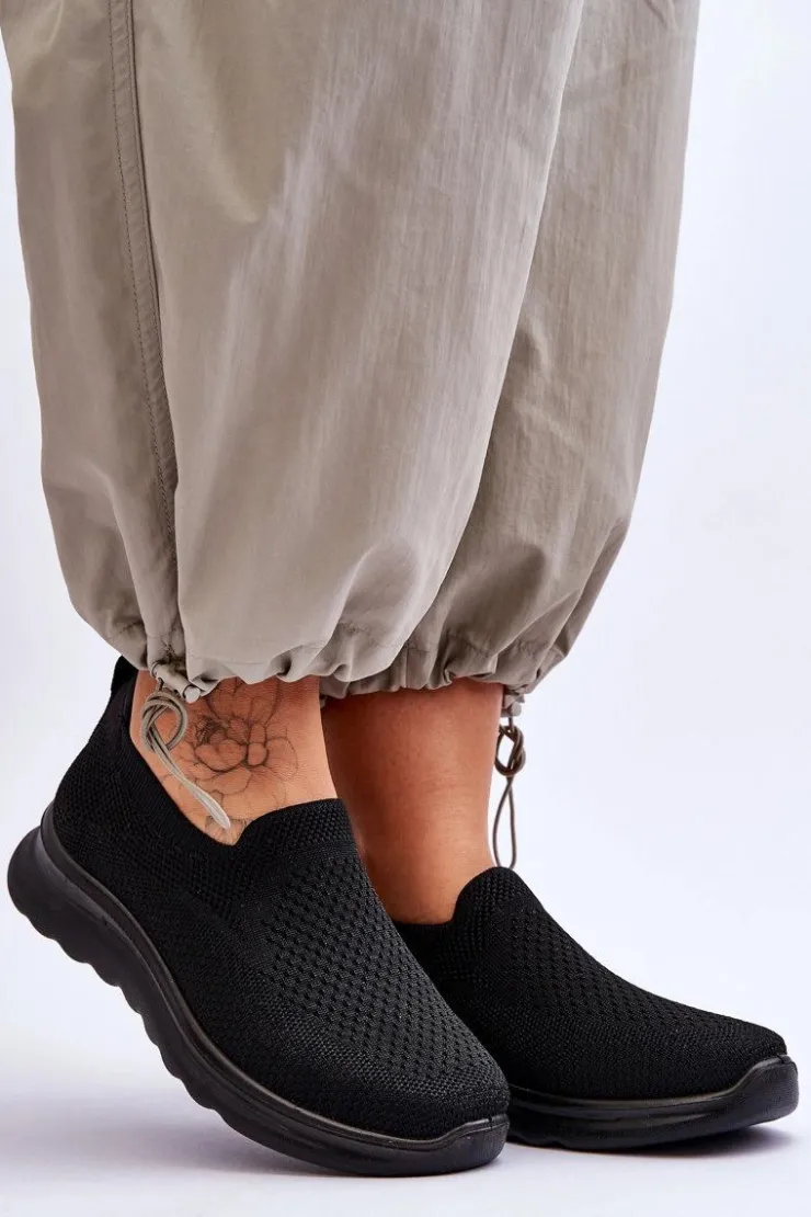 Discount Evento Damskie Tenisówki Materiałowe Wsuwane Czarne Adiora Czarny