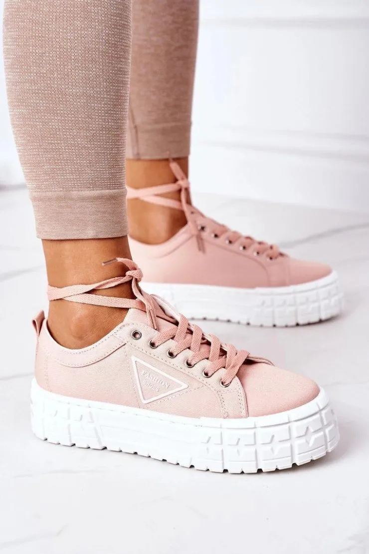 Sale Boto Damskie Tenisówki Na Platformie Różowe Big City Life