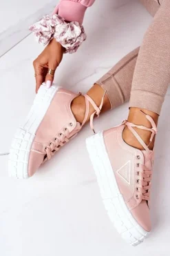 Sale Boto Damskie Tenisówki Na Platformie Różowe Big City Life