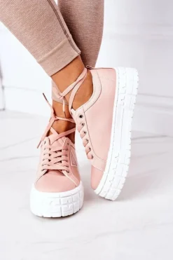 Sale Boto Damskie Tenisówki Na Platformie Różowe Big City Life