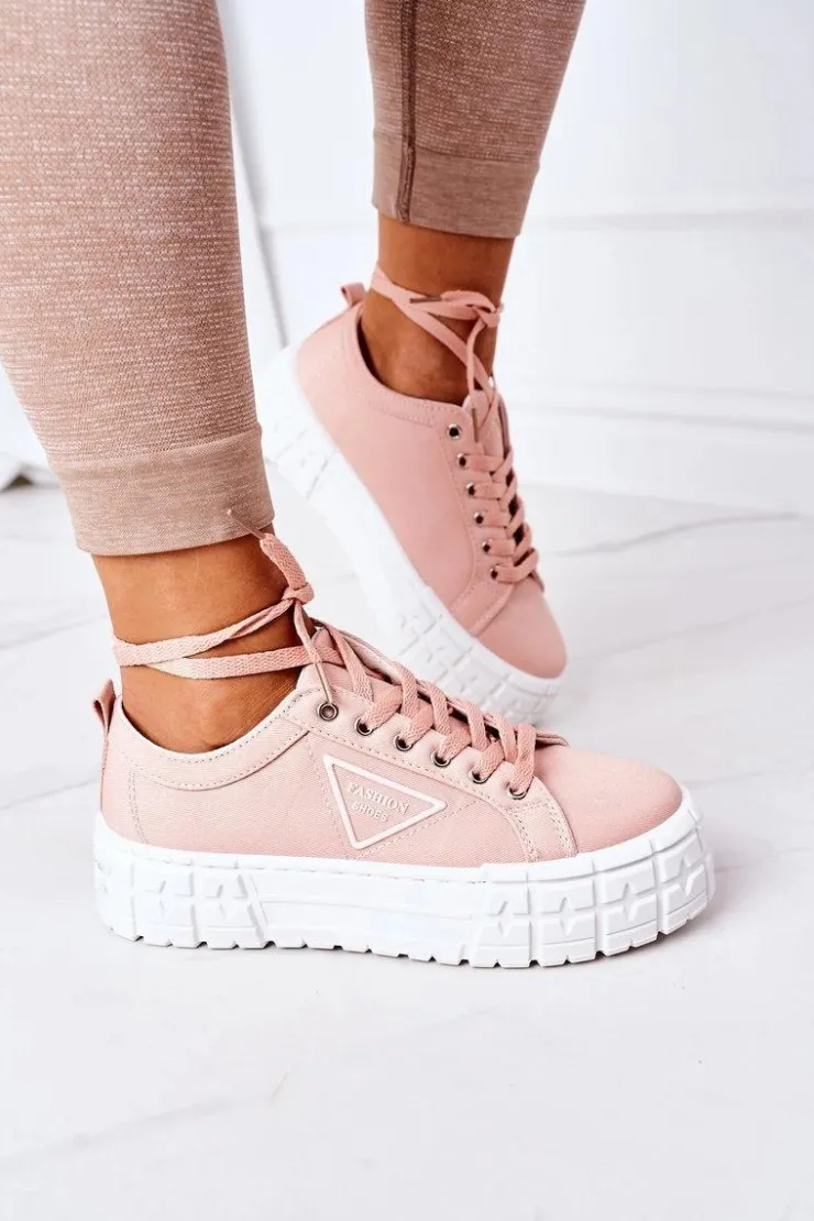 Sale Boto Damskie Tenisówki Na Platformie Różowe Big City Life