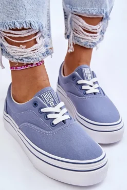 Big Star Shoes Trampki Damskie Big Star|Trampki Damskie Niskie*Damskie Tenisówki Na Platformie Big Star LL274231 Niebieskie