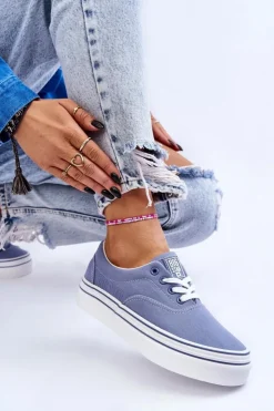 Big Star Shoes Trampki Damskie Big Star|Trampki Damskie Niskie*Damskie Tenisówki Na Platformie Big Star LL274231 Niebieskie