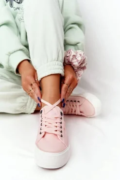 Discount Big Star Shoes Damskie Tenisówki Na Platformie BIG STAR HH274058 Różowe