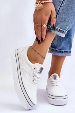 New Big Star Shoes Damskie Tenisówki Na Platformie Big Star LL274228 Białe