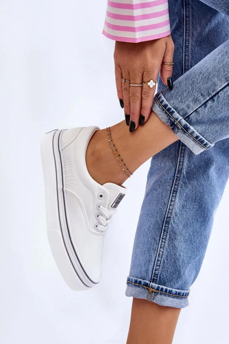 New Big Star Shoes Damskie Tenisówki Na Platformie Big Star LL274228 Białe
