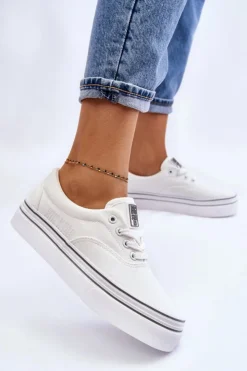 New Big Star Shoes Damskie Tenisówki Na Platformie Big Star LL274228 Białe