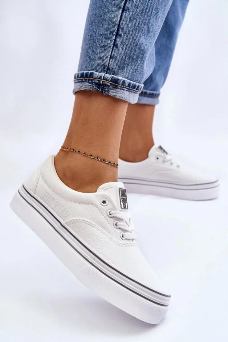 New Big Star Shoes Damskie Tenisówki Na Platformie Big Star LL274228 Białe