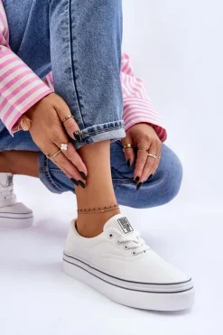 New Big Star Shoes Damskie Tenisówki Na Platformie Big Star LL274228 Białe