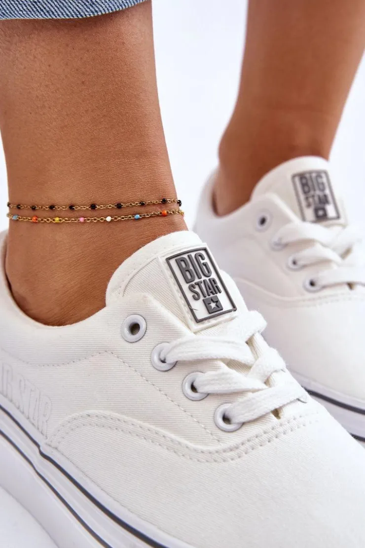 New Big Star Shoes Damskie Tenisówki Na Platformie Big Star LL274228 Białe