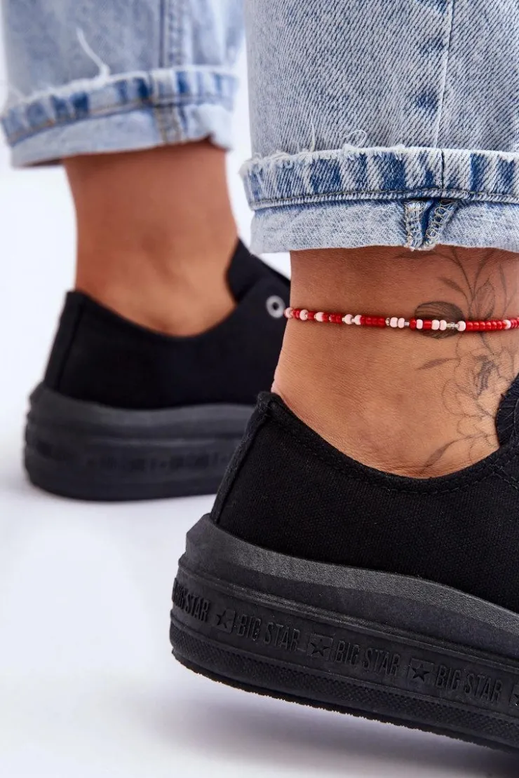 Damskie Big Star Shoes Damskie Tenisówki Na Platformie Big Star LL274A176 Czarne