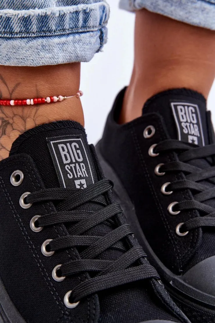 Damskie Big Star Shoes Damskie Tenisówki Na Platformie Big Star LL274A176 Czarne
