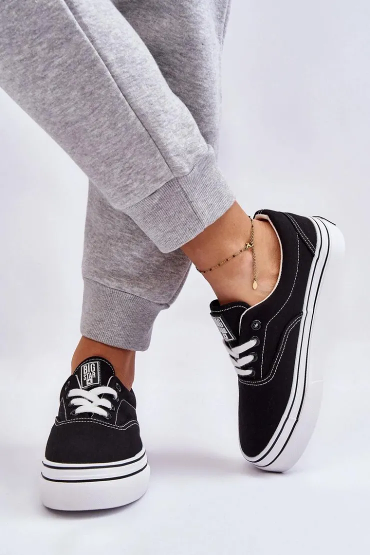 Damskie Big Star Shoes Damskie Tenisówki Na Platformie Big Star LL274230 Czarne