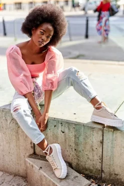 Boto Trampki Damskie Niskie*Damskie Tenisówki Na Platformie Beżowe Big City Life