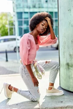 Boto Trampki Damskie Niskie*Damskie Tenisówki Na Platformie Beżowe Big City Life