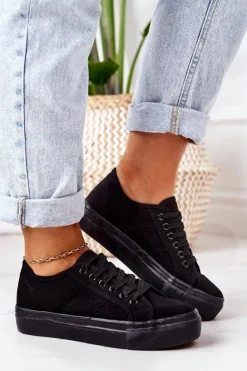 Boto Trampki Damskie Niskie*Damskie Tenisówki Na Platformie Czarne Skateboard