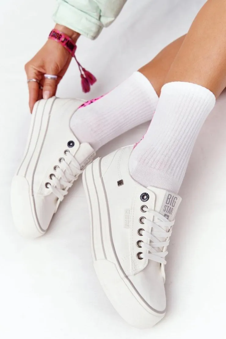 Big Star Shoes Damskie Tenisówki Na Platformie BIG STAR HH274052 Białe