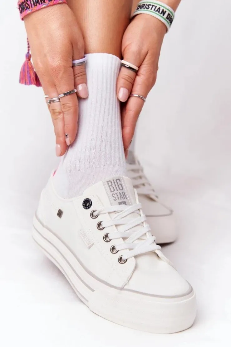 Big Star Shoes Damskie Tenisówki Na Platformie BIG STAR HH274052 Białe
