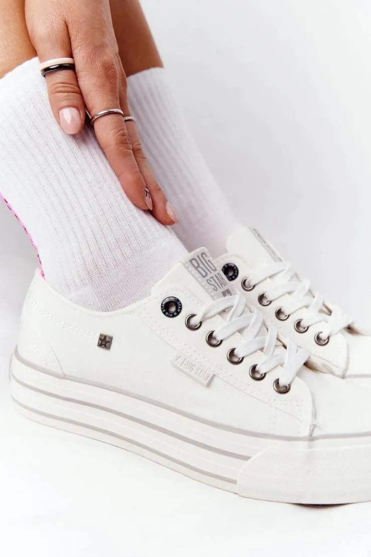 Big Star Shoes Damskie Tenisówki Na Platformie BIG STAR HH274052 Białe