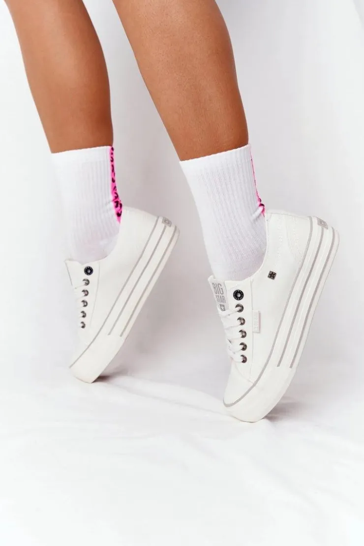 Big Star Shoes Damskie Tenisówki Na Platformie BIG STAR HH274052 Białe