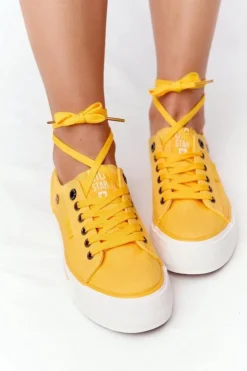 Hot Big Star Shoes Damskie Tenisówki Na Platformie BIG STAR HH274055 Żółte