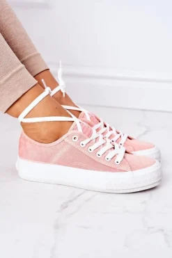 Clearance Lee Cooper Damskie Tenisówki Na Platformie LCW-21-31-0125L Koralowe