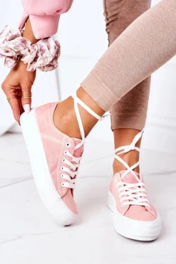 Clearance Lee Cooper Damskie Tenisówki Na Platformie LCW-21-31-0125L Koralowe