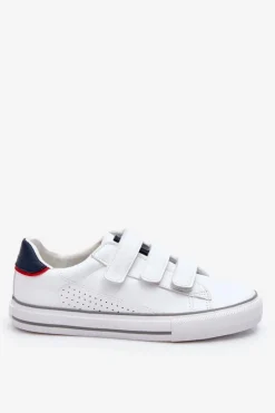 Big Star Shoes Trampki Damskie Big Star|Trampki Damskie Niskie*Damskie Tenisówki Na Rzepy Big Star LL274A207 Białe