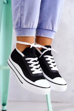 Damskie Damskie buty S.Barski Damskie Tenisówki Skarpetkowe Czarne Soren