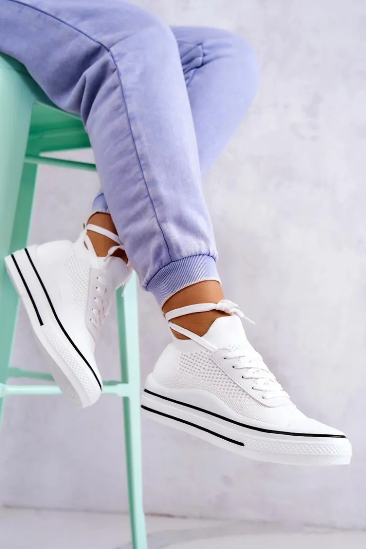 Damskie buty S.Barski Trampki Damskie Niskie*Damskie Tenisówki Skarpetkowe Białe Soren