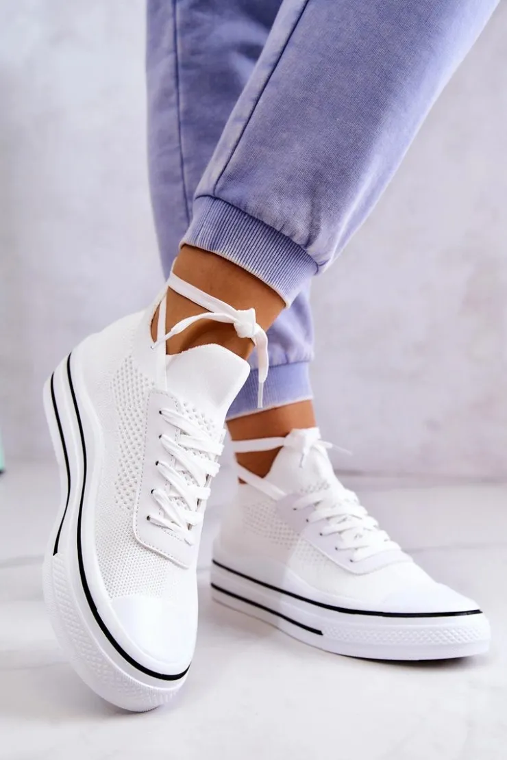 Damskie buty S.Barski Trampki Damskie Niskie*Damskie Tenisówki Skarpetkowe Białe Soren