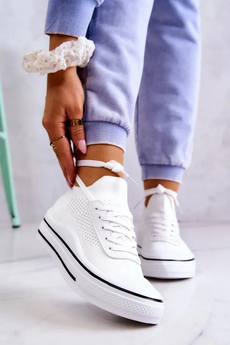 Damskie buty S.Barski Trampki Damskie Niskie*Damskie Tenisówki Skarpetkowe Białe Soren