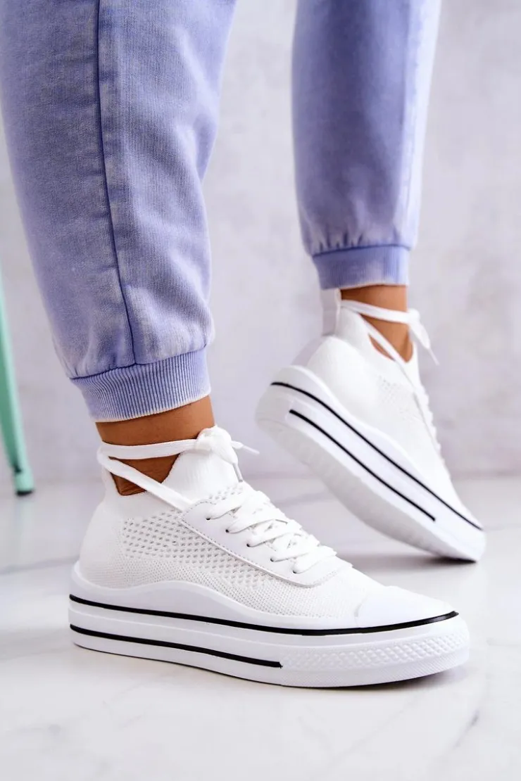 Damskie buty S.Barski Trampki Damskie Niskie*Damskie Tenisówki Skarpetkowe Białe Soren
