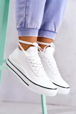 Damskie buty S.Barski Trampki Damskie Niskie*Damskie Tenisówki Skarpetkowe Białe Soren