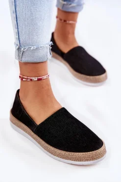 Sale Big Star Shoes Damskie Tenisówki Slip On Big Star KK276008 Czarne