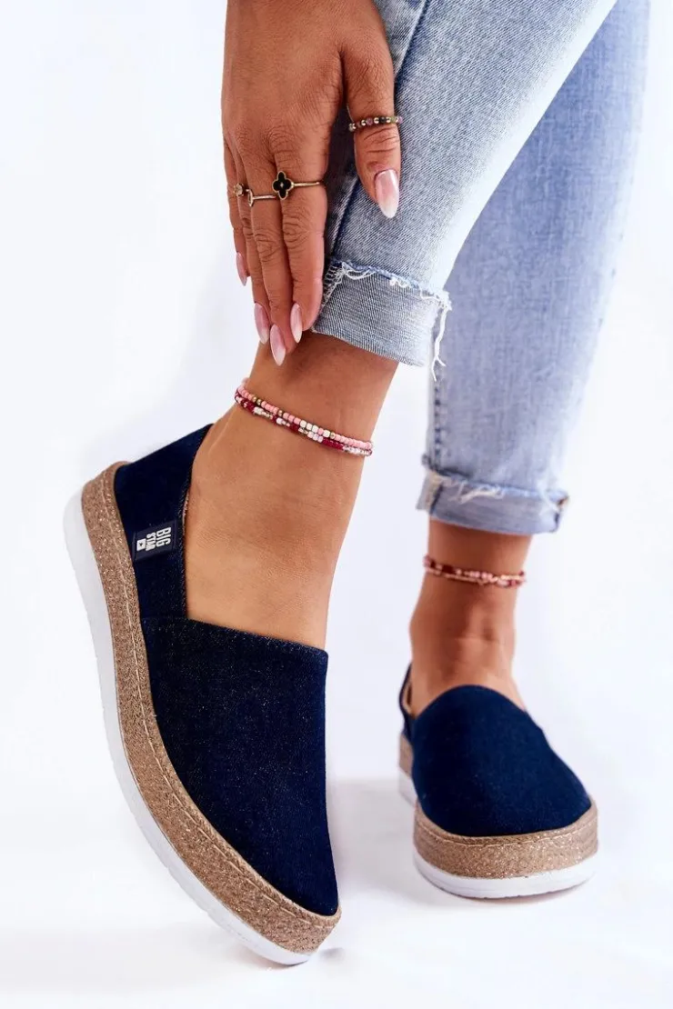 Big Star Shoes Trampki Damskie Slip-On|Trampki Damskie Big Star*Damskie Tenisówki Slip On Big Star KK276009 Granatowe