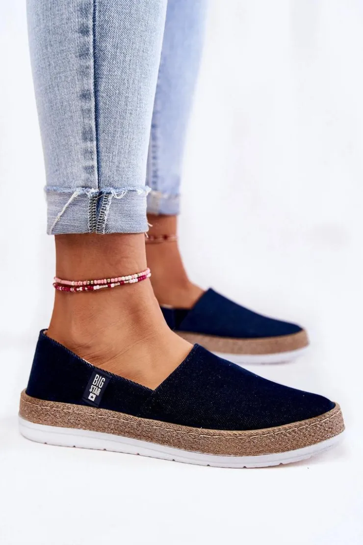 Big Star Shoes Trampki Damskie Slip-On|Trampki Damskie Big Star*Damskie Tenisówki Slip On Big Star KK276009 Granatowe