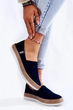 Big Star Shoes Trampki Damskie Slip-On|Trampki Damskie Big Star*Damskie Tenisówki Slip On Big Star KK276009 Granatowe