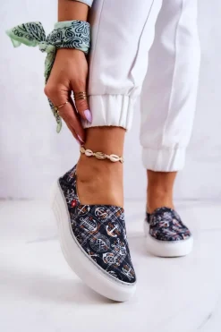 Damskie Big Star Shoes Damskie Tenisówki Slip On Memory Foam Big Star JJ276012 Czarne