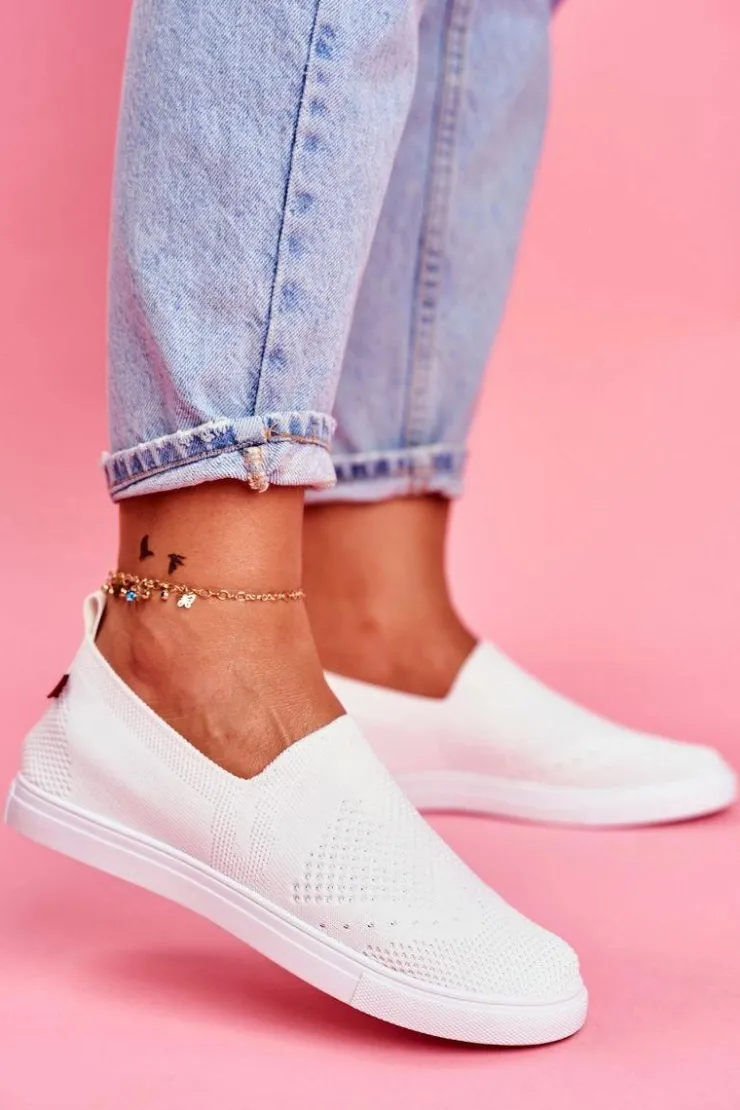 Damskie Big Star Shoes Damskie Tenisówki Slip-on Białe Big Star FF274A608