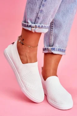 Damskie Big Star Shoes Damskie Tenisówki Slip-on Białe Big Star FF274A608