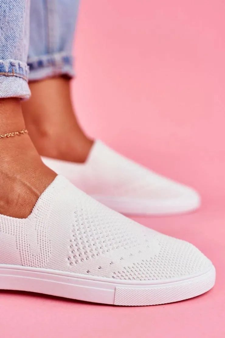 Damskie Big Star Shoes Damskie Tenisówki Slip-on Białe Big Star FF274A608