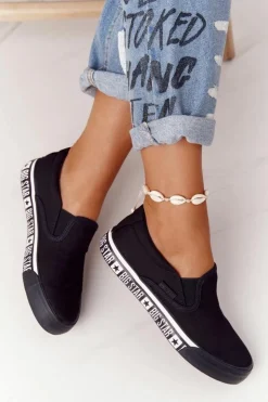 Big Star Shoes Trampki Damskie Slip-On|Trampki Damskie Big Star*Damskie Tenisówki Slip-on Big Star HH274012 Czarne