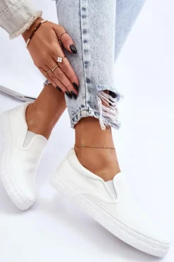 Damskie Big Star Shoes Damskie Tenisówki Slip-On Big Star LL274389 Białe