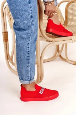 Damskie Big Star Shoes Damskie Tenisówki Slip-on Big Star FF274220 Czerwone