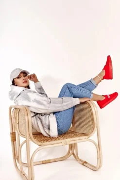 Damskie Big Star Shoes Damskie Tenisówki Slip-on Big Star FF274220 Czerwone