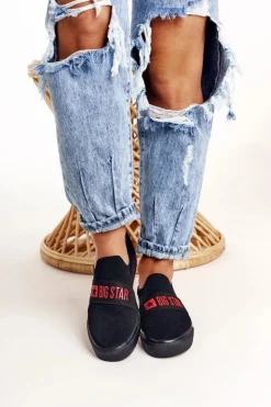 Online Big Star Shoes Damskie Tenisówki Slip-on Big Star FF274221 Czarne