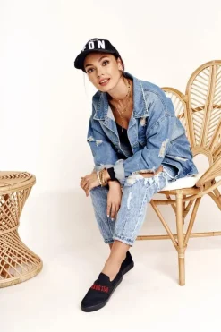 Online Big Star Shoes Damskie Tenisówki Slip-on Big Star FF274221 Czarne